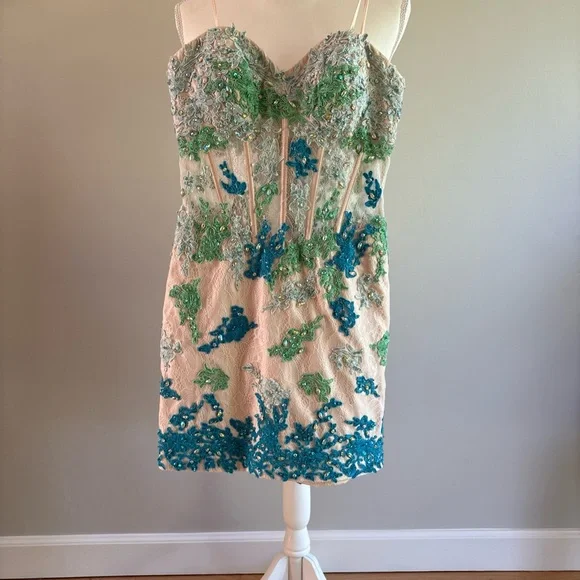 Boutique Formal Beaded Dress by Rachel Allan In Size 0 Removable Strapless - Picture 2 of 11